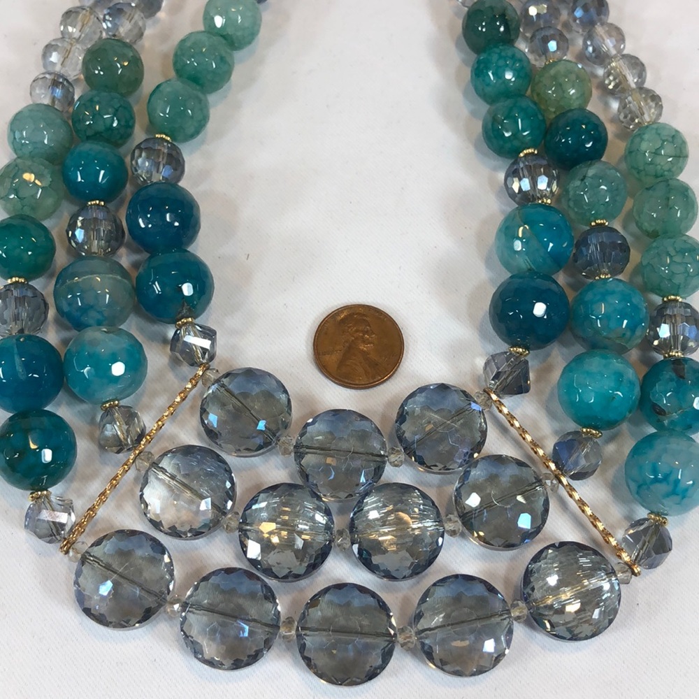 Cache Big Statement Crystal & Bead Necklace 20” - image 3